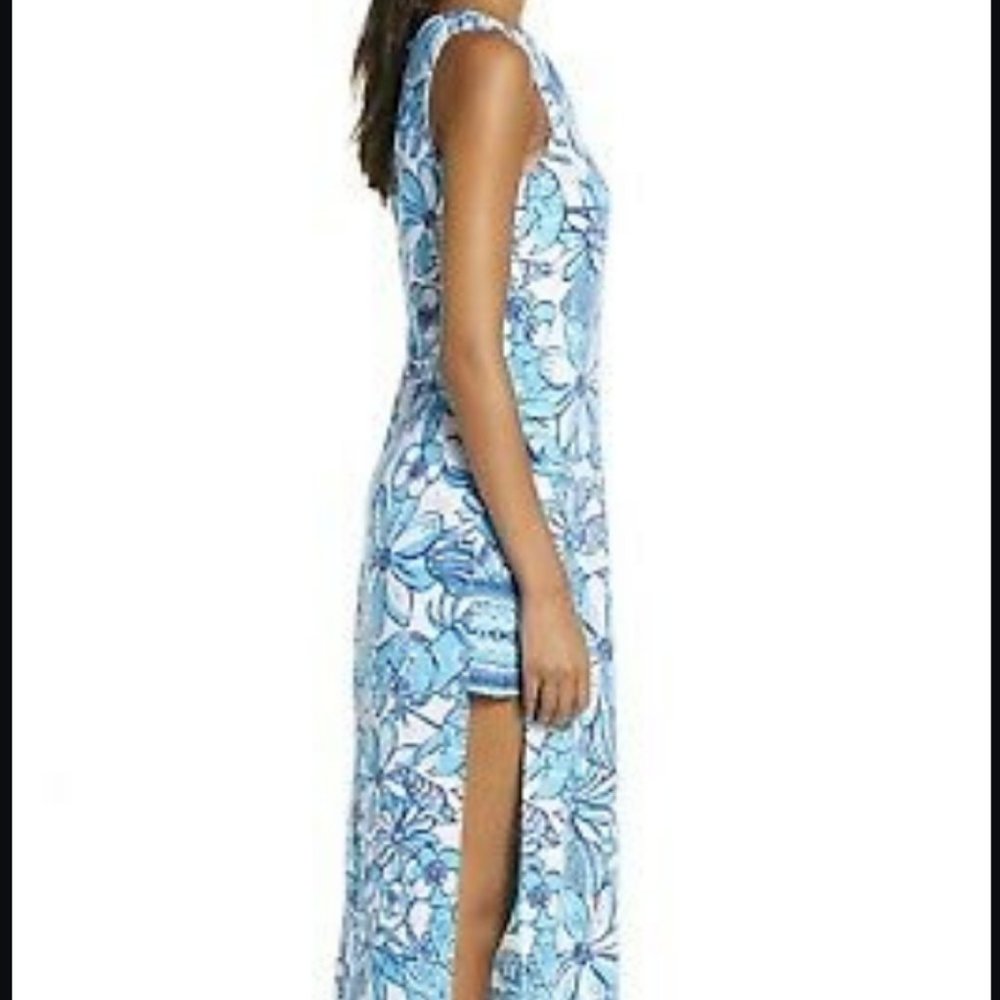 Lilly Pulitzer Donna Maxi Romper Succulent Blue Coronado Crab - Size 0 - $248 - Picture 5 of 8